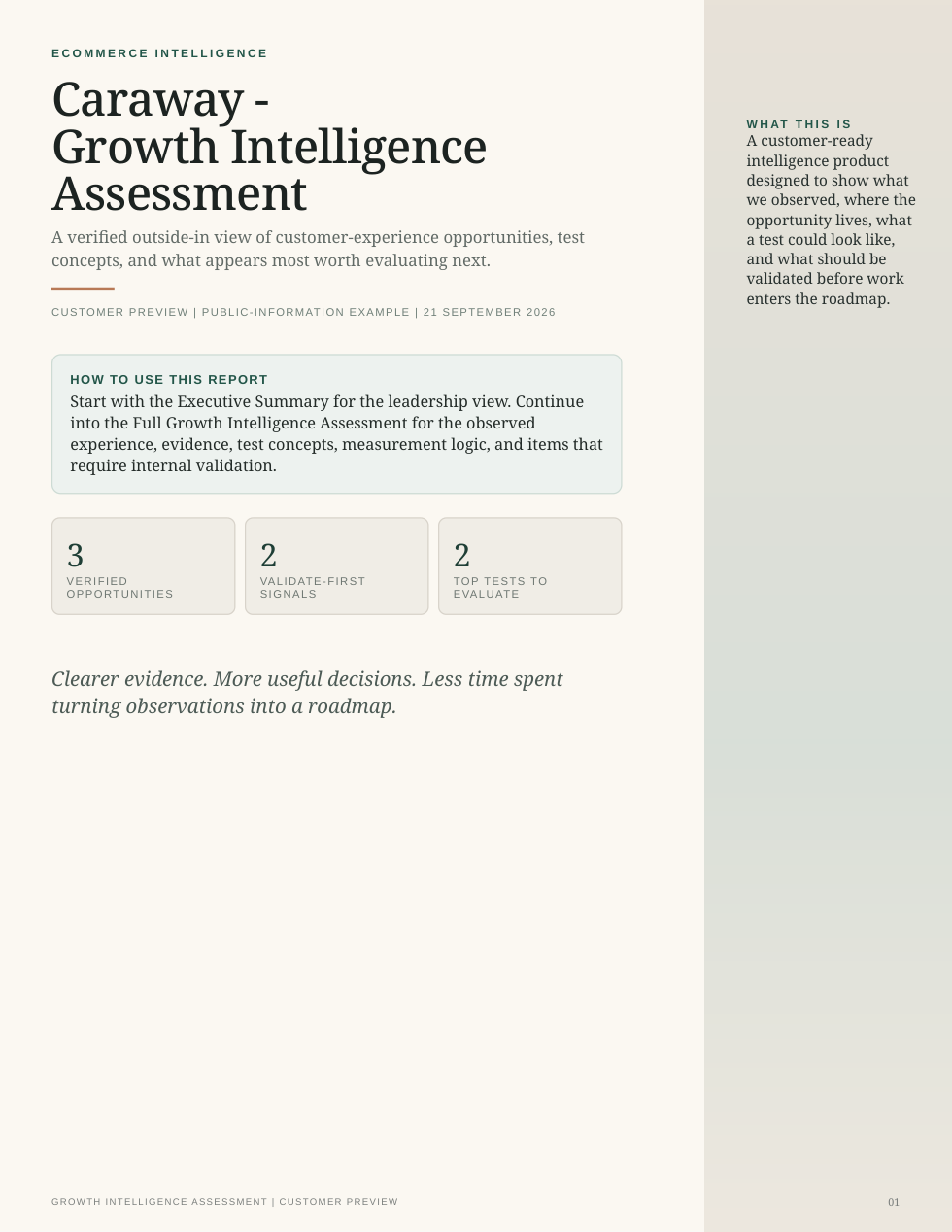Preview of the baseline Growth Intelligence Assessment